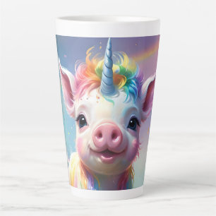 Colorful Unicorn Baby Pig Acrylic Art, Latte Mug