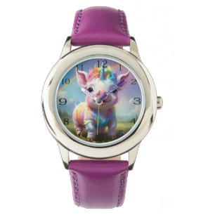 Colorful Unicorn Baby Pig Acrylic Art, Watch