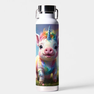 Colorful Unicorn Baby Pig Acrylic Art, Water Bottle