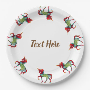 Colorful Unicorn Party Custom Paper Plates
