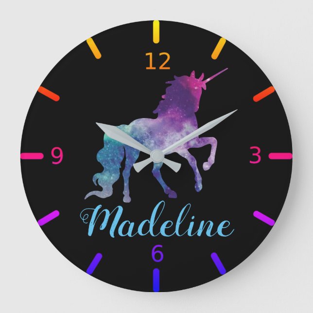 Colorful Unicorn Universe Large Clock (Front)