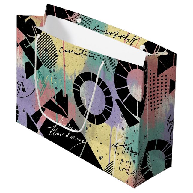 Colorful Urban Graffiti Pattern (10) Large Gift Bag (Front Angled)