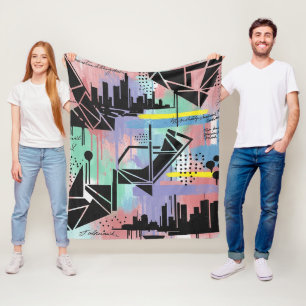 Colorful Urban Graffiti Pattern (11) Fleece Blanket