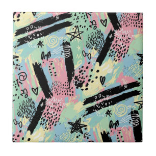 Colorful Urban Graffiti Pattern (12) Tile