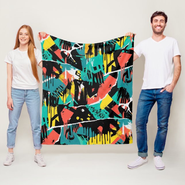 Colorful Urban Graffiti Pattern (13) Fleece Blanket (In Situ)