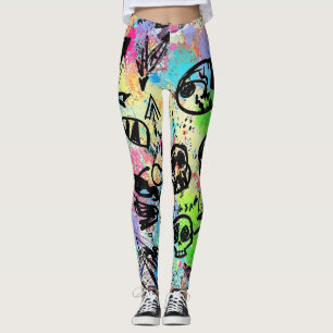 Colorful Urban Graffiti Pattern (1) Leggings
