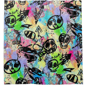 Colorful Urban Graffiti Pattern (1) Shower Curtain