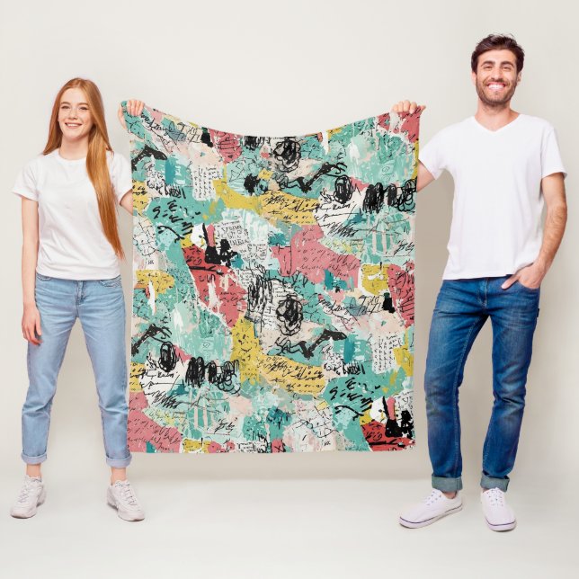 Colorful Urban Graffiti Pattern (2) Fleece Blanket (In Situ)