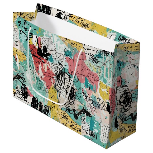 Colorful Urban Graffiti Pattern (2) Large Gift Bag (Front Angled)