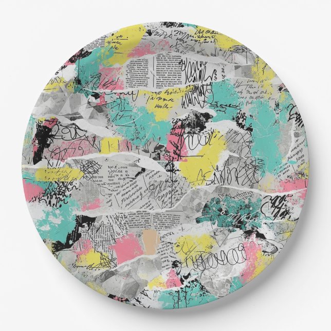 Colorful Urban Graffiti Pattern (3) Paper Plate (Front)