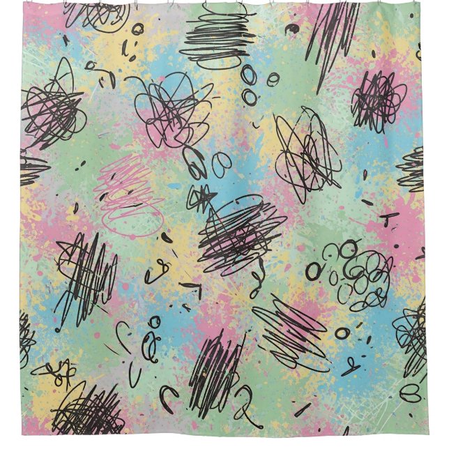 Colorful Urban Graffiti Pattern (4) Shower Curtain (Front)
