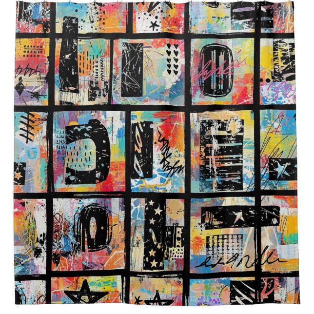 Colorful Urban Graffiti Pattern (5) Shower Curtain (Front)