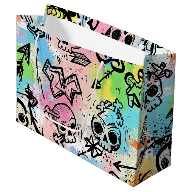 Colorful Urban Graffiti Pattern (6) Large Gift Bag (Front Angled)