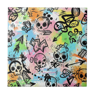 Colorful Urban Graffiti Pattern (6) Tile