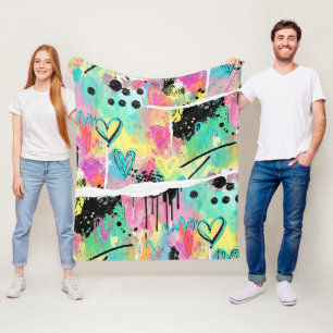 Colorful Urban Graffiti Pattern (7) Fleece Blanket