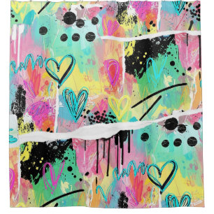Colorful Urban Graffiti Pattern (7) Shower Curtain