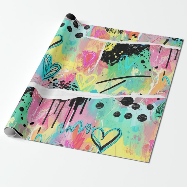 Colorful Urban Graffiti Pattern (7) Wrapping Paper (Unrolled)