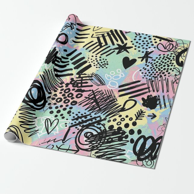 Colorful Urban Graffiti Pattern (9) Wrapping Paper (Unrolled)