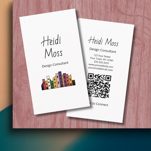 Colorful Urban Modern Design Consultant QR code  Business Card (Creator Uploaded)