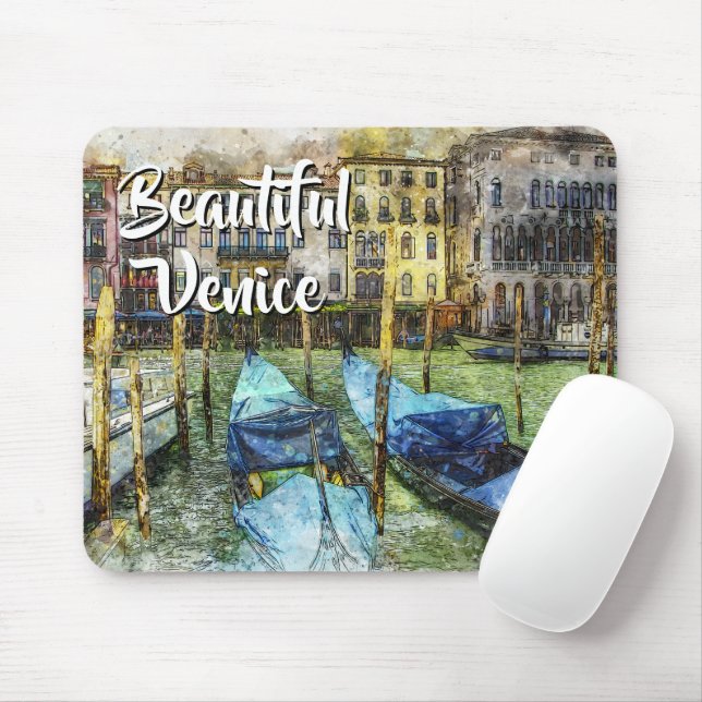 Colorful Venice Gondolas Painting Mouse Pad (With Mouse)