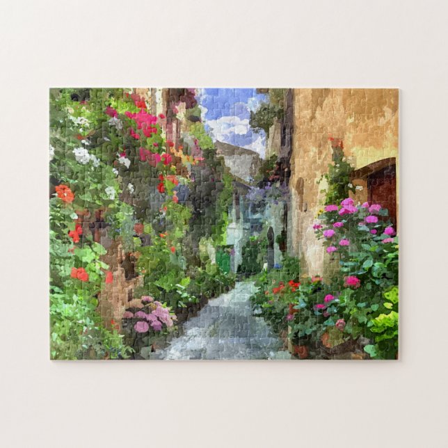 Colorful Verona Village Aquarelle Art Painting Jigsaw Puzzle (Horizontal)