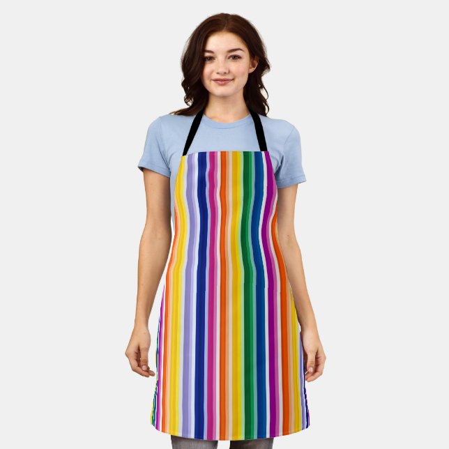 Colorful Vertical Stripes Design Apron (Worn)