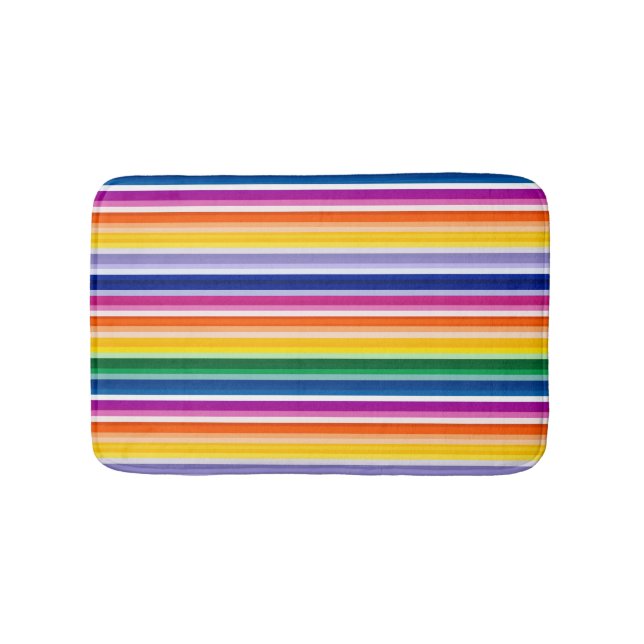Colorful Vertical Stripes Design Bath Mat (Front)