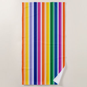 Colorful Vertical Stripes Design Beach Towel
