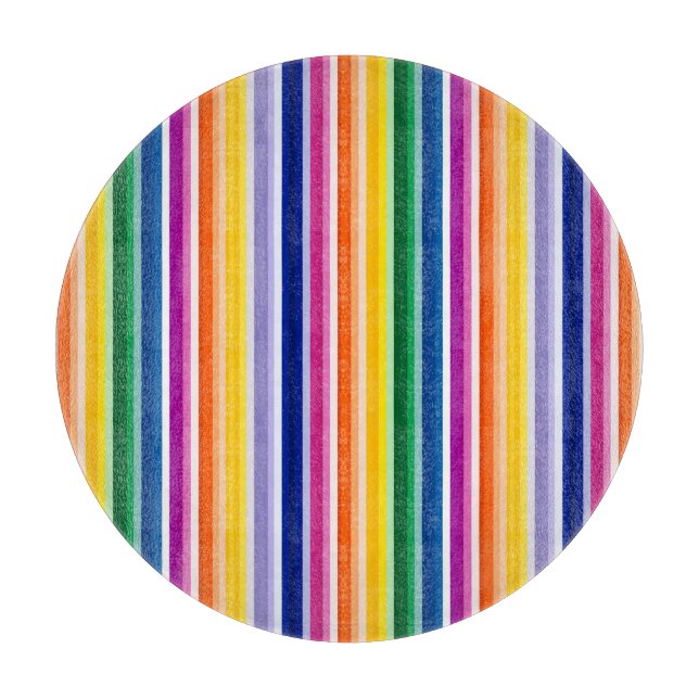 Colorful Vertical Stripes Design Cutting Board (Front)