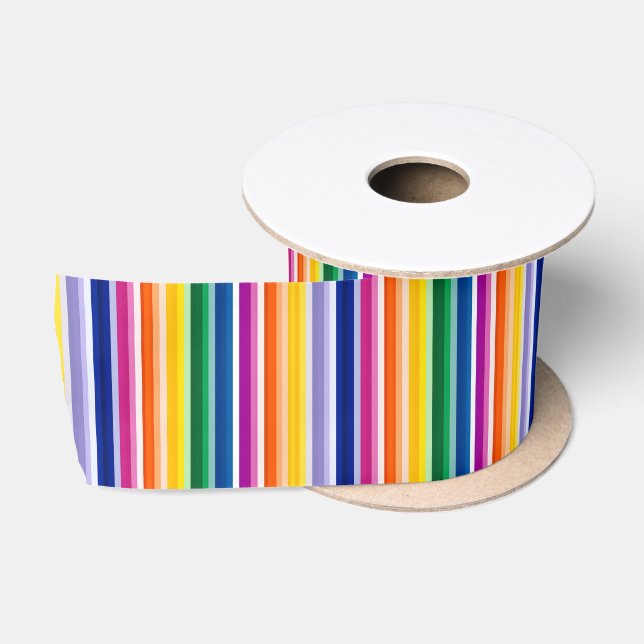 Colorful Vertical Stripes Design Satin Ribbon (Spool)