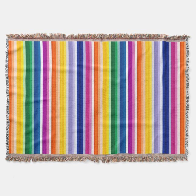 Colorful Vertical Stripes Design Throw Blanket (Front)