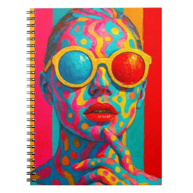 Colorful Vibes - Bold Pop Art Portrait Notebook (Front)