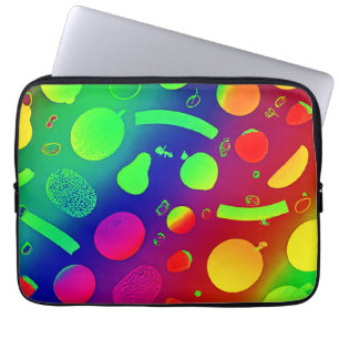 Colorful Vibrant Neon Fruits Pattern Art Laptop Sleeve