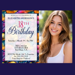 Colorful Vibrant Poppy Flower 18th Birthday Invitation
