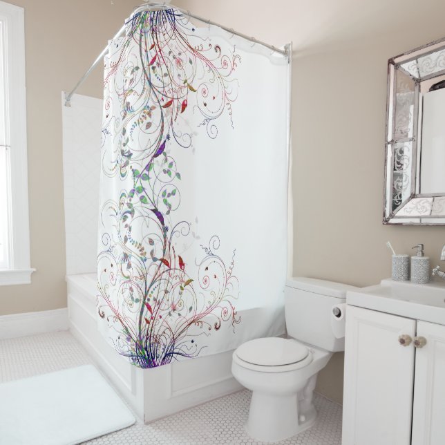 Colorful Vines n Flowers Shower Curtain (In Situ)