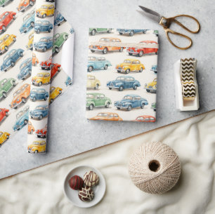 Colorful Vintage Cars - Wrapping Paper