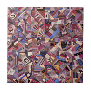 Colorful Vintage Crazy Quilt Tile