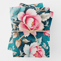 Colorful Vintage Fabric Art Wrapping Paper Sheets