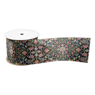 Colorful Vintage Floral Indian Mandala Pattern Satin Ribbon