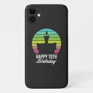 colorful vintage happy 70th birthday cake Case-Mate iPhone case