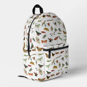 Colorful Vintage Insect Illustration School Printed Backpack