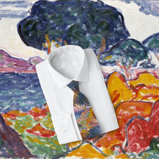 Colorful Vintage Mountain Landscape Painting  Tie (Beautiful repurposed vintage art on a necktie. )