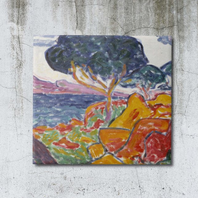 Colorful Vintage Mountain Landscape Painting  Tile (Creator Uploaded)