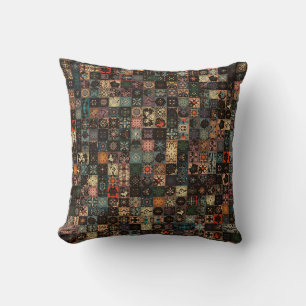 Colorful vintage seamless pattern with floral and  cushion