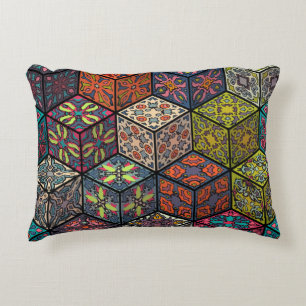 Colorful vintage seamless pattern with floral and decorative cushion