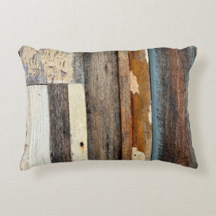 Colorful Vintage Timber Panels with peeling painta Decorative Cushion
