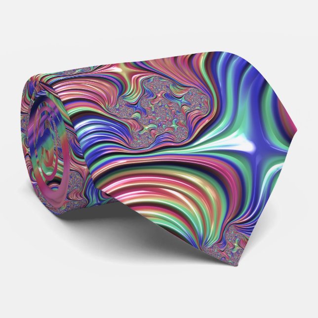 Colorful Vortex Abstract Trippy Spiral Fractal Tie (Rolled)