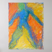 Colorful Walking Figure Poster