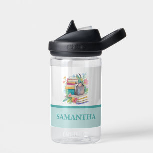 Colorful Watercolor Books Backpack & Flowers  Water Bottle