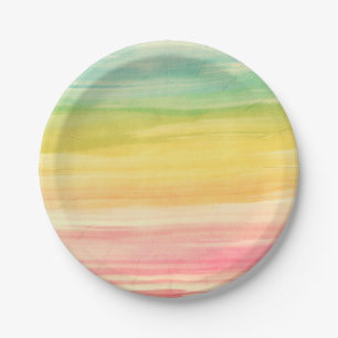 Colorful Watercolor Brushstrokes Paper Plate